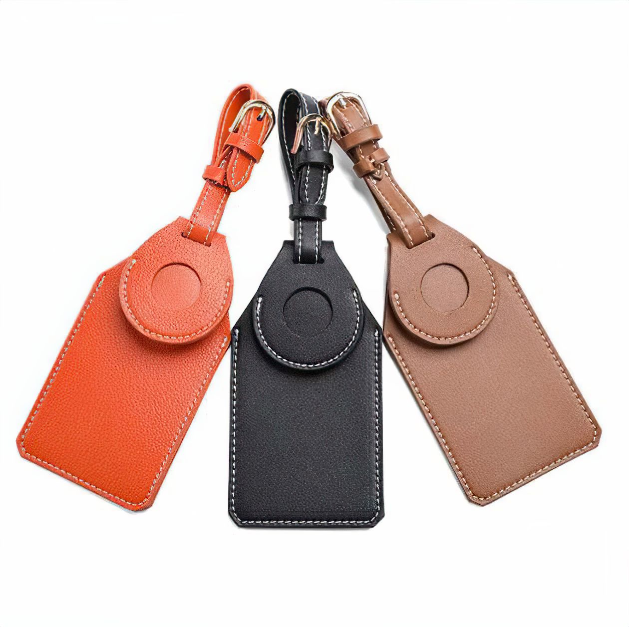 Premium Vegan Leather Luggage Tag for Suitcases TSA Approved with Apple Airtag Holder