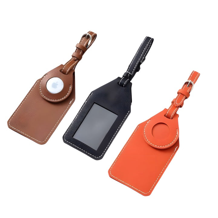 Premium Vegan Leather Luggage Tag for Suitcases TSA Approved with Apple Airtag Holder